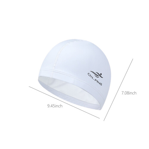 White Fabric Swim Cap High-Elastic Breathable One Size 2