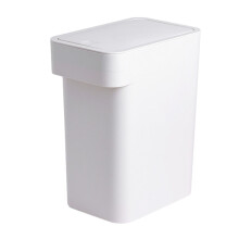 Poubelle Ă couvercle poussoir sans marque, blanche, 12 L