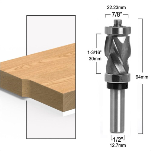 Carbide CNC Router Bit 1/2 Inch Shank Compression Flush 1