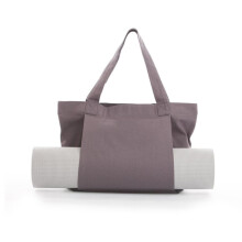 Sac de yoga pour femme, cabas en toile avec poche pour tapis, gris