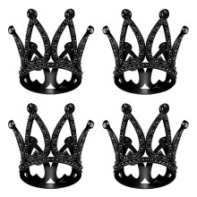 Alloy Crown Cake Topper Set 4 Pieces Black