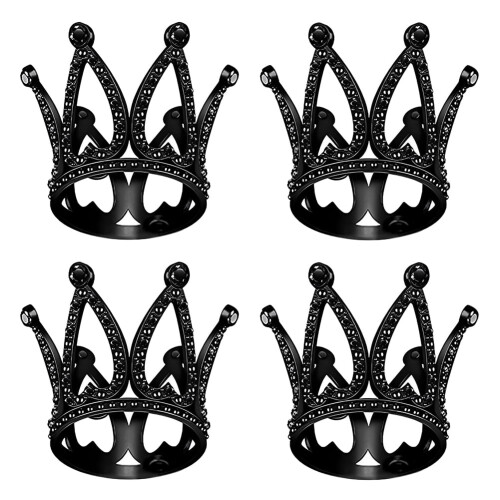 Alloy Crown Cake Topper Set 4 Pieces Black