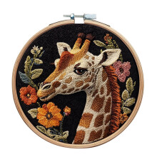 Beginner Embroidery Kit Giraffe Floral Design with 15cm