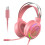 Ροζ ενσύρματα ακουστικά gaming με surround mic7.1 1