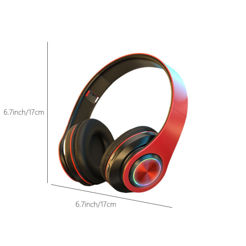 Opvouwbare Bluetooth-hoofdtelefoon met over-ear model, rood 2