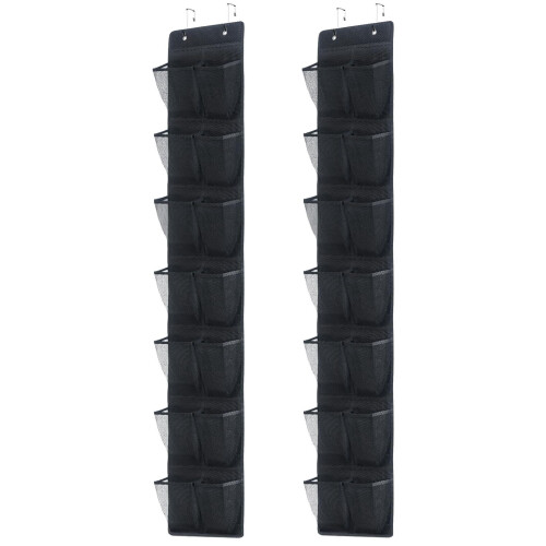 Over the Door Shoe Organizer with 14 Mesh Pockets, 2-Pack
