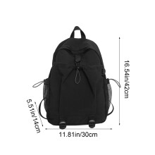 Unisex-Schultertasche mit großem Fassungsvermögen für Studenten, Schwarz