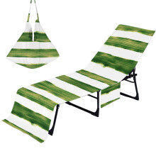 Stripe Beach Chair Cover with Side Pockets Quick Dry