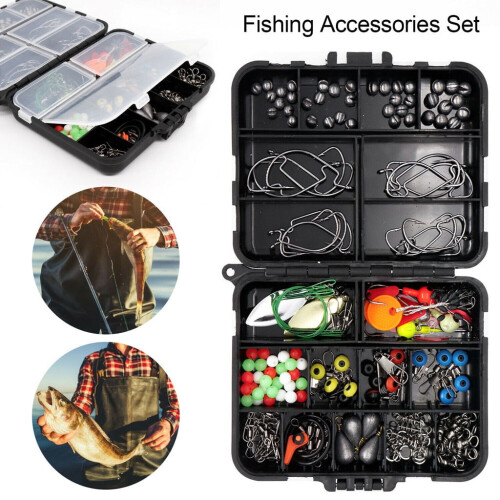 Fishing Accessories Kit with Tackle Box, Pliers, Hooks,
