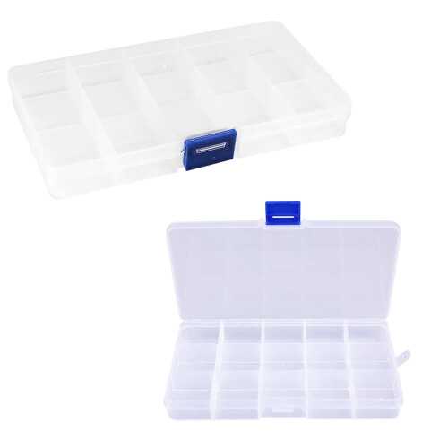Plastic Organizer Box with Dividers 15 Grid Clear