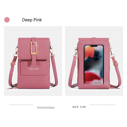 Γυναικεία μίνι τσάντα τηλεφώνου crossbody σε έντονο ροζ χρώμα με ρυθμιζόμενο σχέδιο
