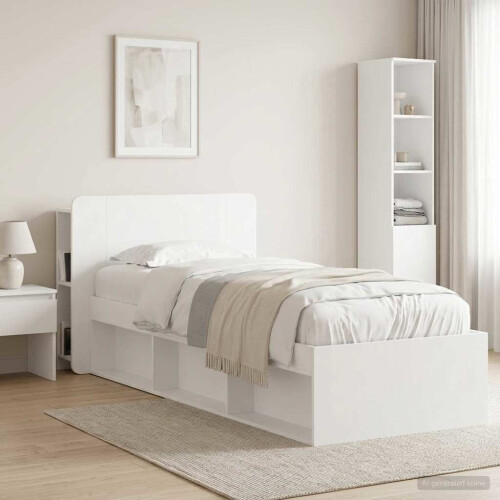 VidaXL vidaXL Headboard Cabinet with Storage High Gloss White Engineered Wood 1