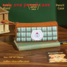 (Brown Blue) Print Korean Animal Stationery Organizer With Durable Fabric For Teens Material