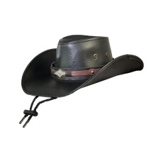 Cowboy Hat Black Wide Brim Adjustable Chin Strap