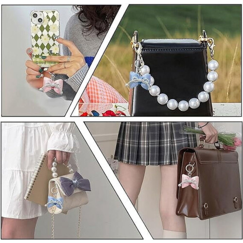 Pearl Bow Keychains for Women 2 pcs 2