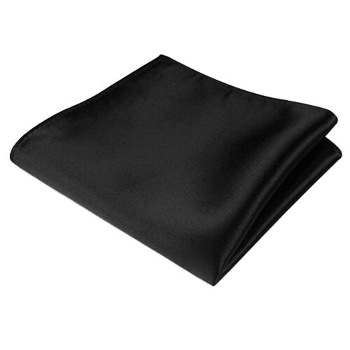 Men's Satin Pocket Square Black Solid Color