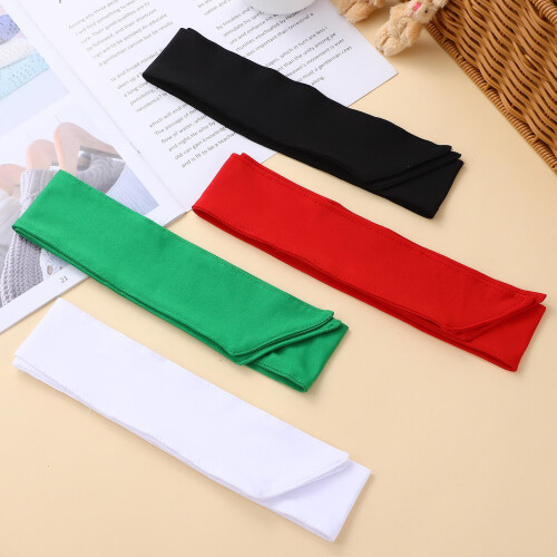 Boys Sports Headbands White Adjustable Polyester 4 Pcs