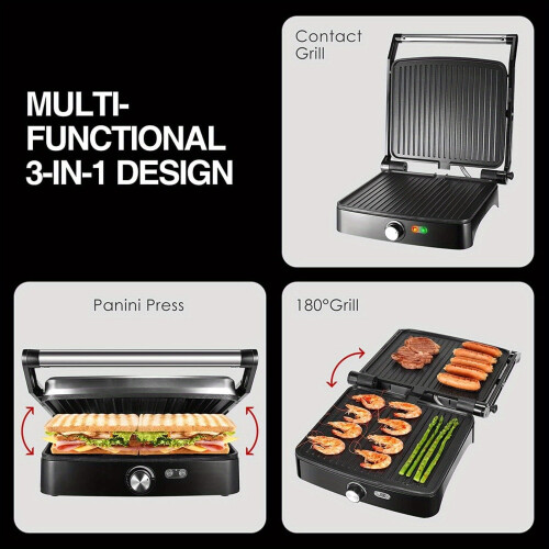OSTBA Panini Press Grill 1200W 4-Slice with Temperature 2