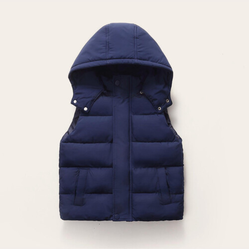 Kids Thermal Sleeveless Vest Zip Front Polyester 3-12Y