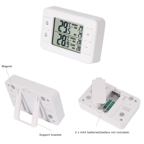 Wireless Dual-Sensor Refrigerator Thermometer with Alarm 1