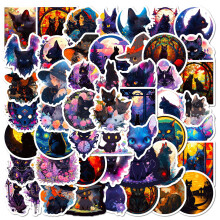 Dark Cat Stickers Gothic Horror Theme 50-Pack