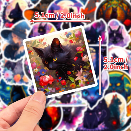 Dark Cat Stickers Gothic Horror Theme 50-Pack 1