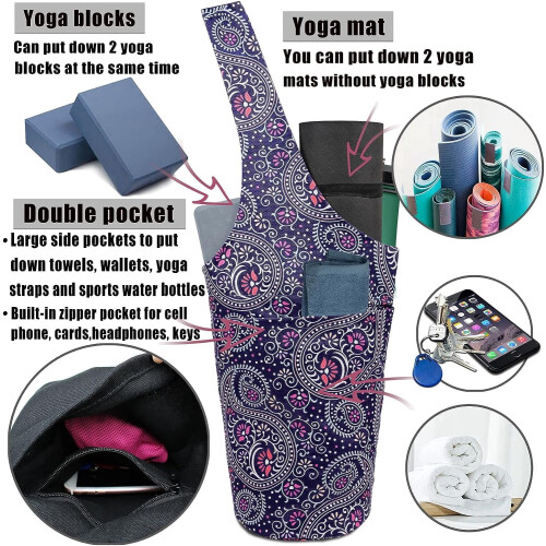 Yoga Mat Bag with Side and Zipper Pockets, One Size 2