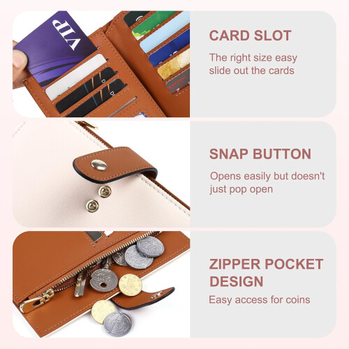 Women's Leather Trifold Wallet with RFID Blocking and Pen 2
