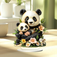 Lot de 2 figurines de panda en résine pour décoration de jardin