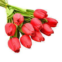 Tulipes artificielles Real Touch en PU, 10 pièces, 33 cm