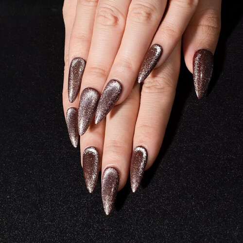 Cat Eye Stiletto Press-on Nails Glitter Gradient Glossy