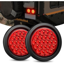 Feu arrière de remorque rond 4 pouces, 24 LED rouges, IP67, montage encastré