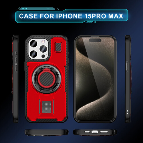 Θήκη iPhone15Pro Max κόκκινη, ανθεκτική σε κραδασμούς με 1