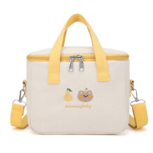 Sac à déjeuner Kawaii rose brodé, réutilisable et isotherme.