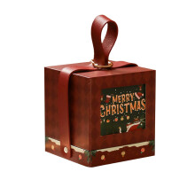 Red Christmas Gift Boxes with Lids 10x10x11 cm