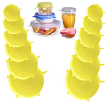 Couvercles extensibles en silicone jaunes (lot de 6)