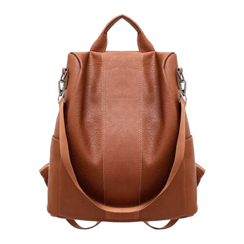 Zaino in pelle da donna antifurto marrone