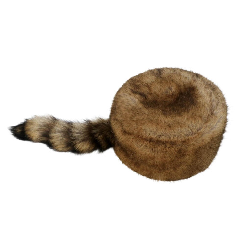 Wintermütze mit Waschbärschwanzimitat, weiche Streifen 1