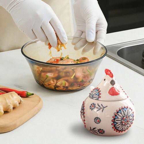 Ceramic Salt Cellar with Lid and Spoon 400ml 2