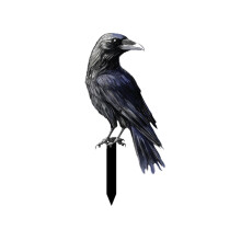 Décoration de corbeau d'Halloween, piquet de jardin en plastique noir