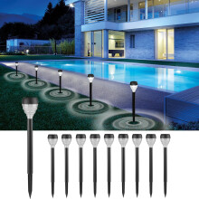 Lot de 10 lampes solaires d'extérieur LED résistantes à l'eau avec allumage/extinction automatique