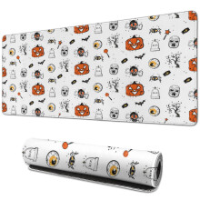Gaming-Mauspad mit Totenkopf-Kürbis-Design, extra groß, 31,5 x 11,8 Zoll