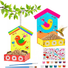 Kit de mangeoire à oiseaux en bois à monter soi-même - À peindre pour l'extérieur