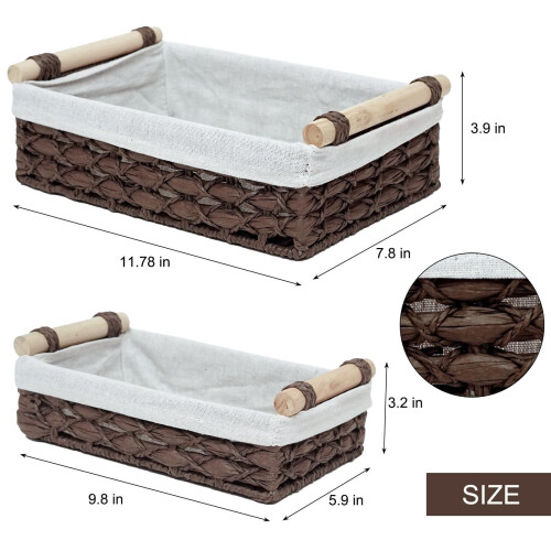Panier de rangement en osier gris, lot de 2 1
