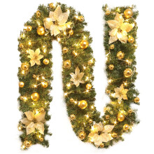 Kunstmatige rotan kerstslinger met LED-verlichting, 2 meter