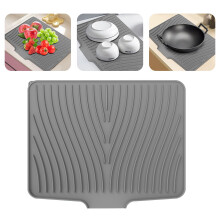 Tapis d'égouttage en silicone gris avec rebord (1 pièce)