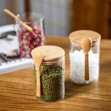 Pot à épices en verre avec couvercle hermétique et cuillère