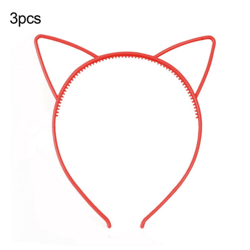 Cat Ears Headband for Women 3 Pieces Red