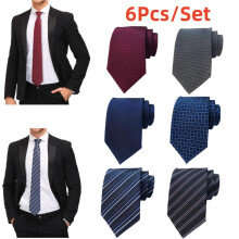Men's Silk Necktie Jacquard Woven 6 Pcs
