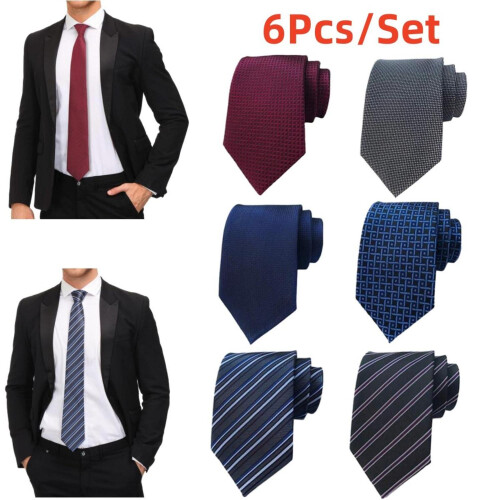 Men's Silk Necktie Jacquard Woven 6 Pcs